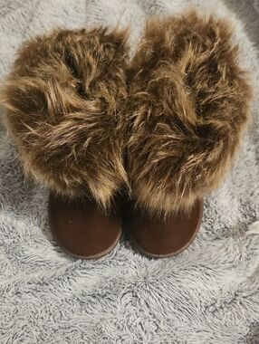 Kids Faux Fur Brown Winter Boots